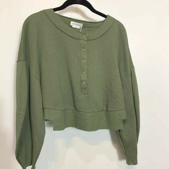 Lovers + Friends NWT Green Oversized Henley Pullover Size Small - Picture 6 of 6